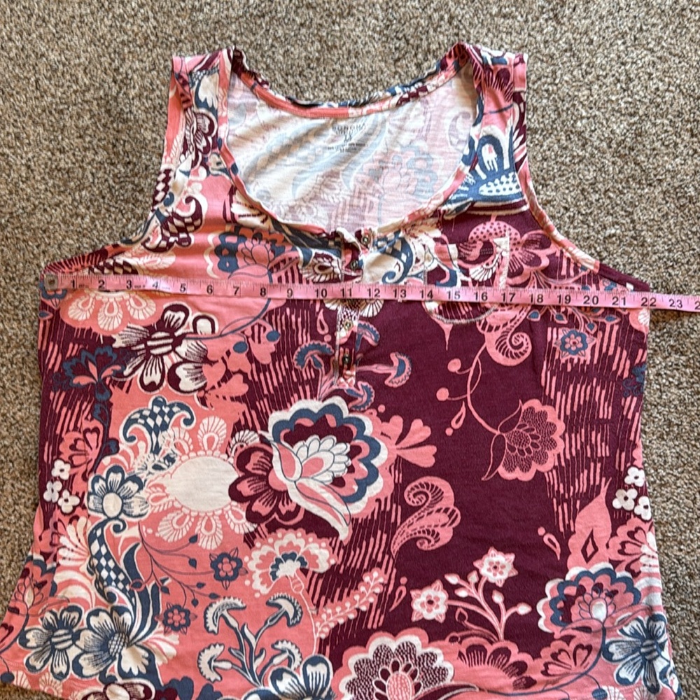 Sonoma | Pink and Red Paisley Bohemian Fitted Tank Top - Picture 7 of 9